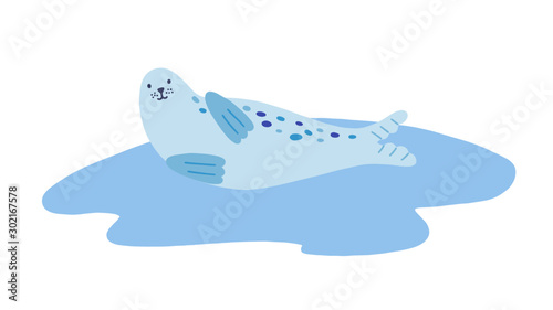 Cute seal, adorable sea calf flat vector illustration