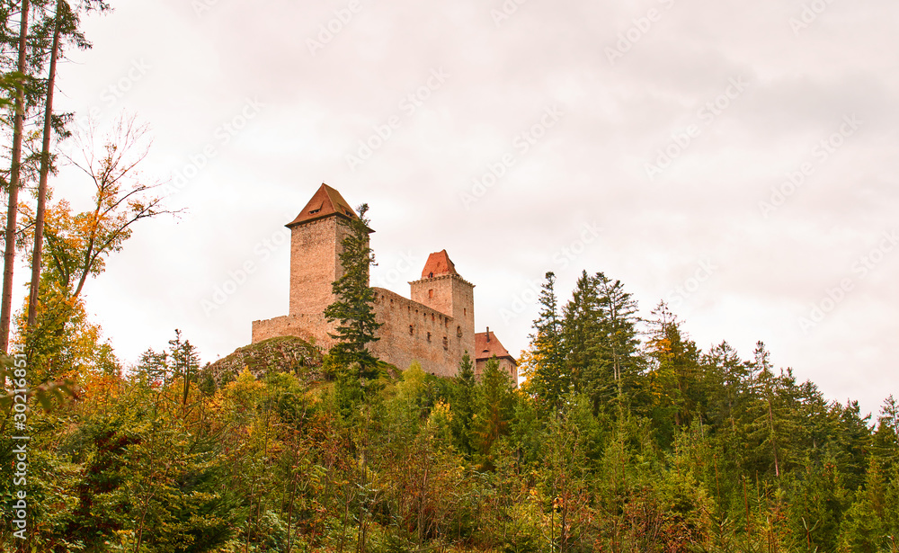 Kasperk Castle view, autumn, cloudy                              