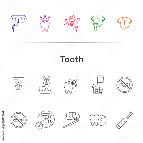 Tooth line icon set