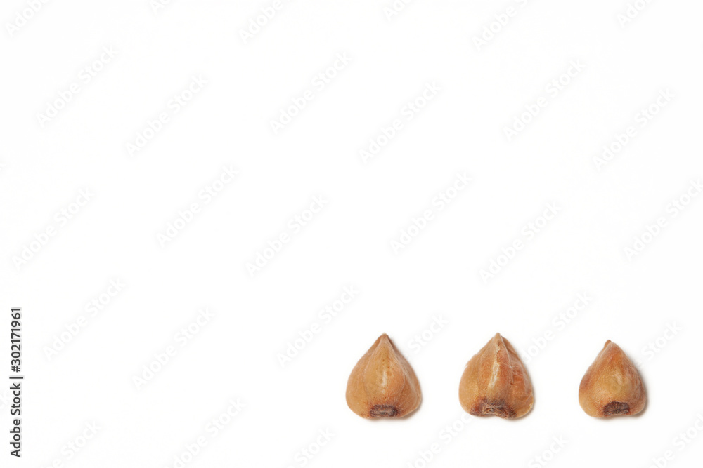 Buckwheat dried grains three dots suspension points minimalism background macro Buckwheat dried grains three dots suspension points minimalism background macro