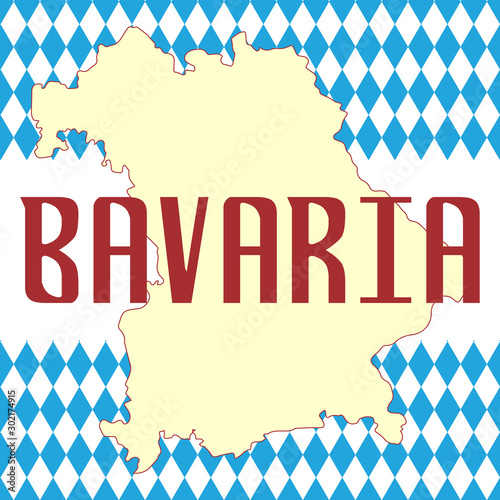 Germany, Bavarian map isolated vector in official flag colors. High detailed vector map - Bavaria/Bayern, silhouette illustration isolated. Province in Germany.