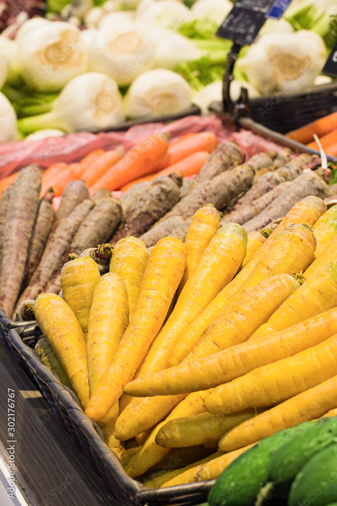 Fresh carrots in supermarket. Concept of healthy food, bio, vegetarian, diet. Fresh carrots in supermarket. Concept of healthy food, bio, vegetarian, diet.