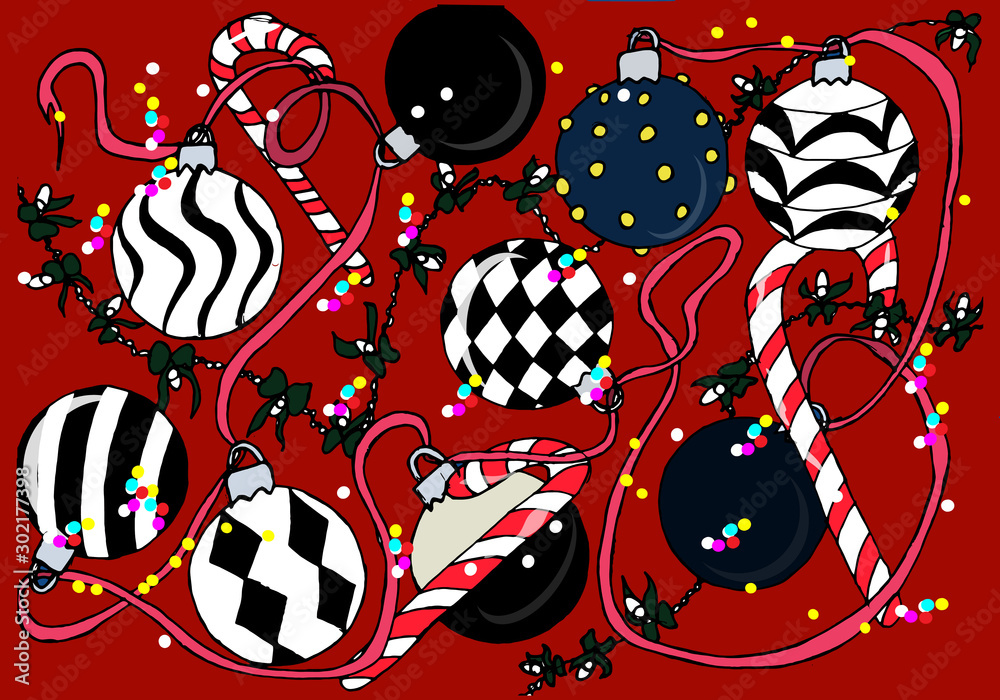 Christmas background with retro pattern