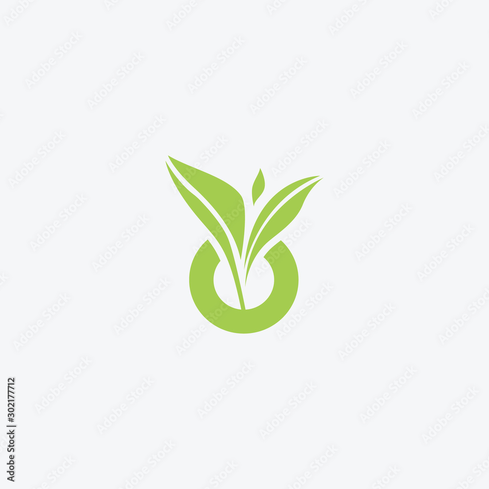 Initial O with leaf concept and Leaf concept simple logo design Initial O with leaf concept and Leaf concept simple logo design