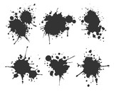 Illustrated ink spots set bloat collection in black and white