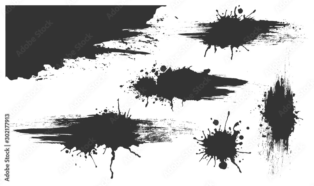 Illustrated ink spots set bloat collection in black and white Illustrated ink spots set bloat collection in black and white