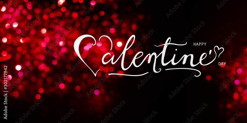 Happy Valentines day text on a glowing red background