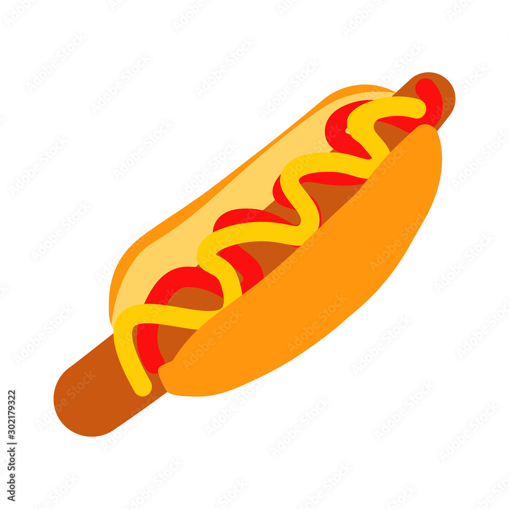 Hotdog sandwich, fast food, hotdog. vector, flat illustration Hotdog sandwich, fast food, hotdog. vector, flat illustration