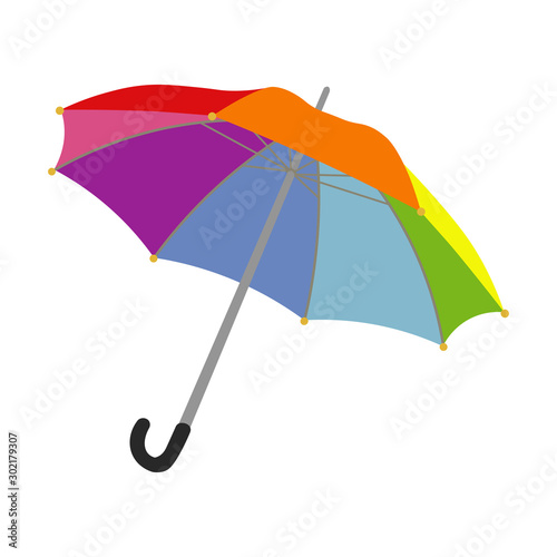 High Detailed varicolored Umbrella on white background, isolated vector illustration