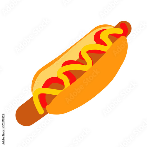 Hotdog sandwich, fast food, hotdog. vector, flat illustration