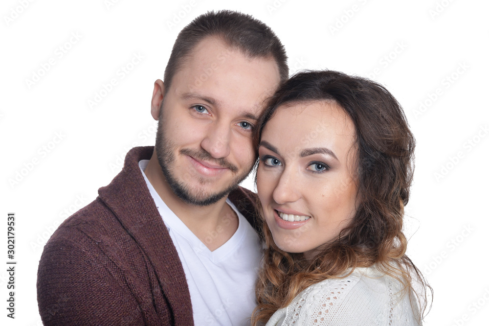 Happy young couple isolated on white background Happy young couple isolated on white background