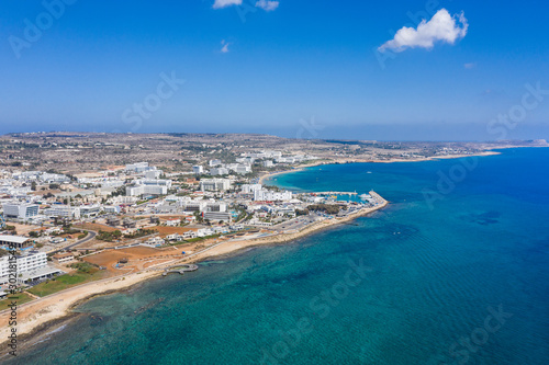 Aerial view of the Ayia Napa resort town, Cyprus © castenoid