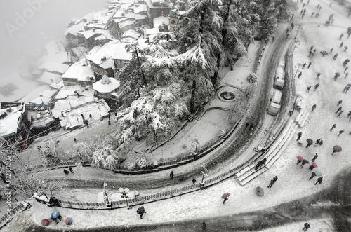 A view of snow-laden city following heavy snowfall in Shimla 