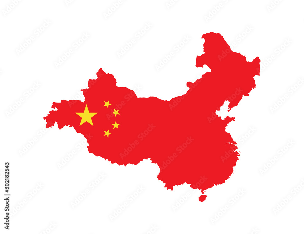 Naklejka premium Flag map of Republic of China