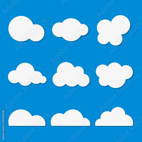 Clouds icon set Vector illustration, flat design clouds collection