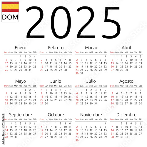 Calendar 2025, Spanish, Sunday