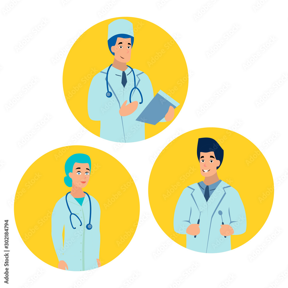 Doctor medical professional. Flat style. Cartoon raster Doctor medical professional. Flat style. Cartoon raster