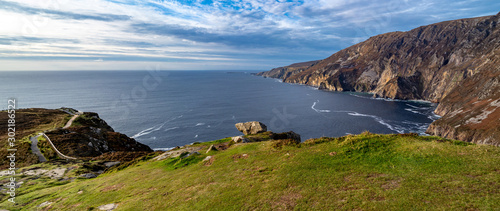 Slieve League Cliffs are among the highest sea cliffs in Europe rising 1972 feet above the Atlantic Ocean - County Donegal, Ireland