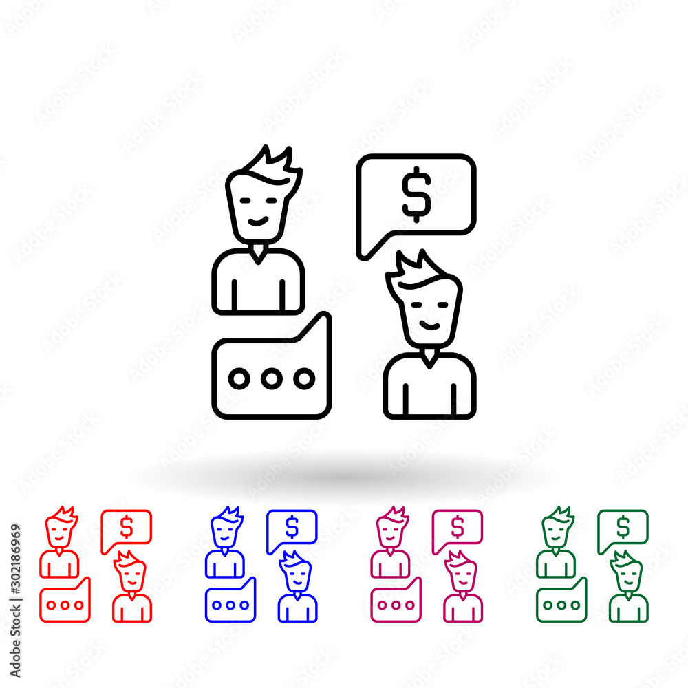 Bribe, talk, man multi color icon. Simple thin line, outline vector of corruption icons for ui and ux, website or mobile application Bribe, talk, man multi color icon. Simple thin line, outline vector of corruption icons for ui and ux, website or mobile application
