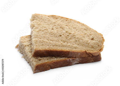 Integral rye bread slices isolated on white background