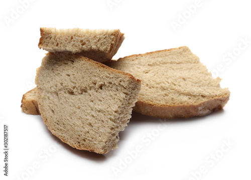 Integral rye bread slices isolated on white background