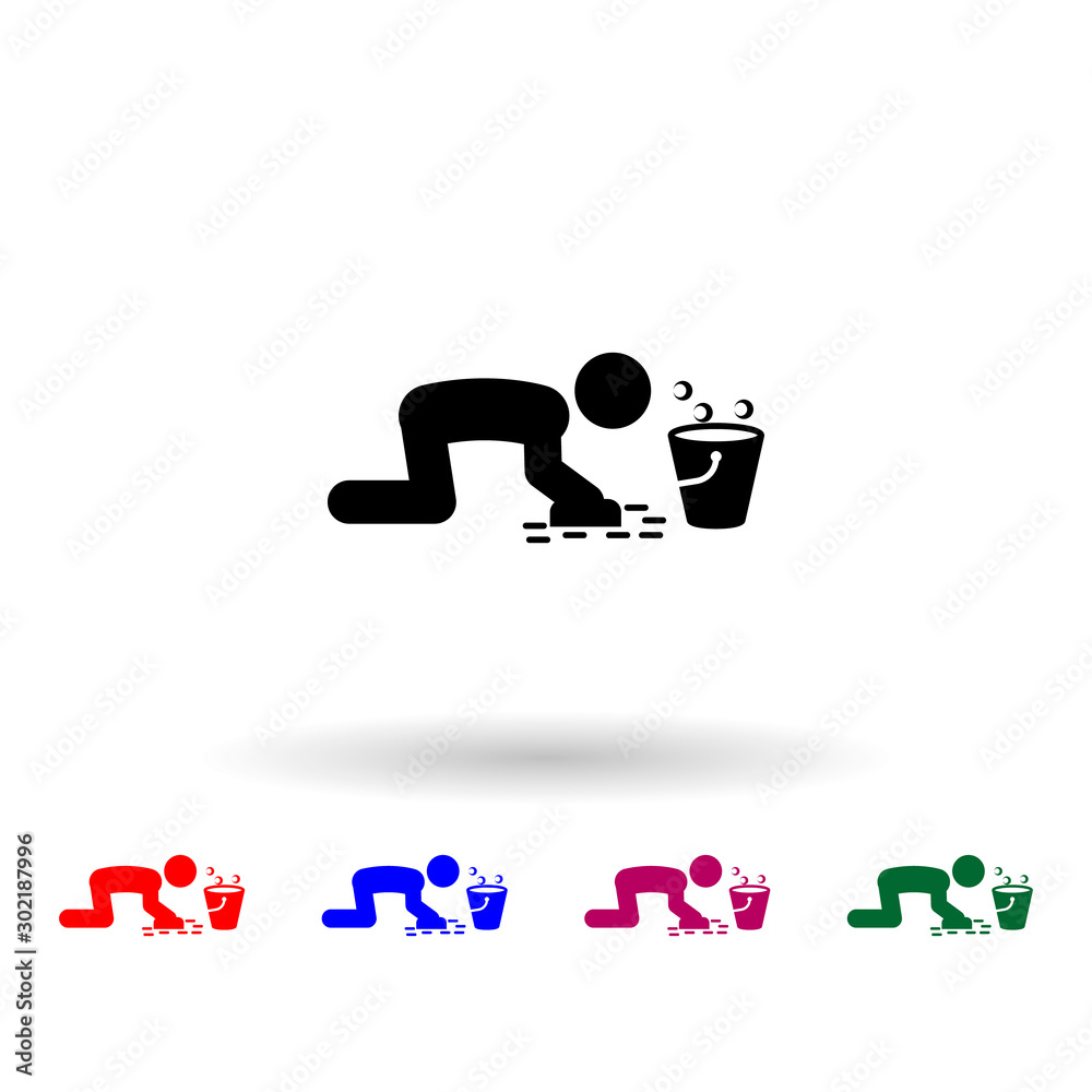 Man scrubbing sponge nolan icon. Simple glyph, flat vector of cleaning the house icons for ui and ux, website or mobile application Man scrubbing sponge nolan icon. Simple glyph, flat vector of cleaning the house icons for ui and ux, website or mobile application
