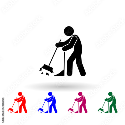 Man sweeping nolan icon. Simple glyph, flat vector of cleaning the house icons for ui and ux, website or mobile application