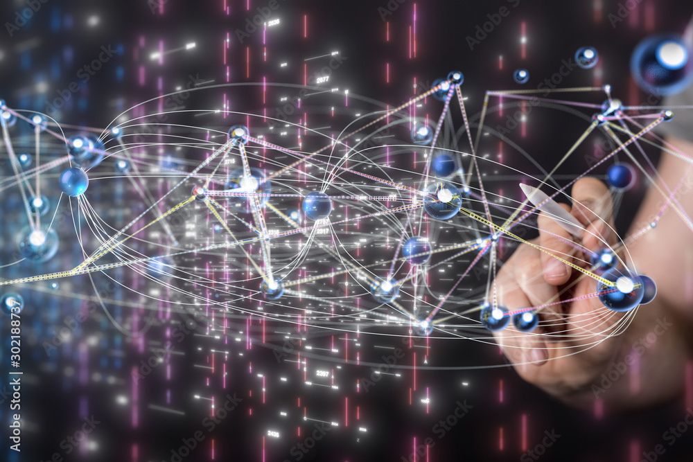 Molecules technology with polygonal shapes on dark blue background. Molecules technology with polygonal shapes on dark blue background.