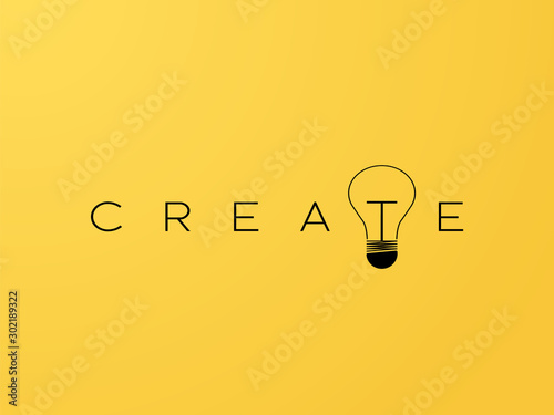 Business creativity vector concept with creative typography and lightbulb. Fresh new ideas symbol.