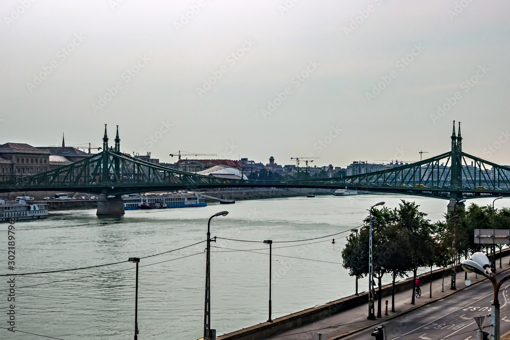 Aerial panoramic skyline view of Budapest