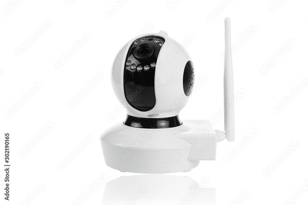 Security camera isolated on white background with clipping path. IP camera. Security camera isolated on white background with clipping path. IP camera.