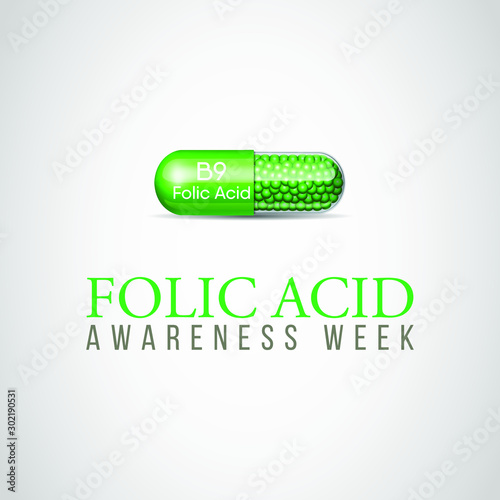 Vector illustration on the theme of Folic Acid awareness week in January.