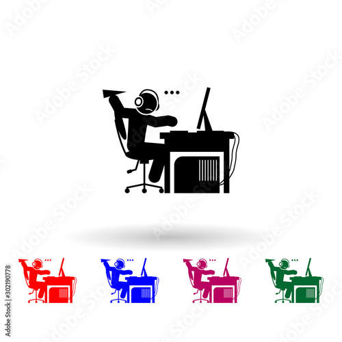 Man bored multi color icon. Simple glyph, flat vector of gamer icons for ui and ux, website or mobile application