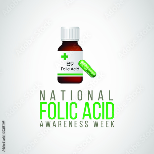 Vector illustration on the theme of Folic Acid awareness week in January.