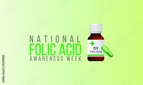 Vector illustration on the theme of Folic Acid awareness week in January.