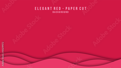 Elegant red paper cut background with modern style, realistic paper cut effect, flat design