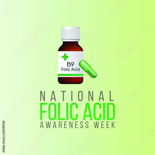 Vector illustration on the theme of Folic Acid awareness week in January.