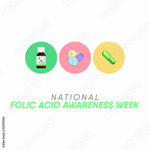 Vector illustration on the theme of Folic Acid awareness week in January.