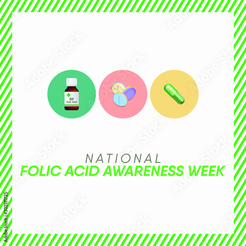 Vector illustration on the theme of Folic Acid awareness week in January.