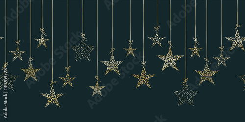 Hand drawn hanging christmas baubles horizontal seamless, great for christmas themes, banners, wallpaper, textiles - vector design