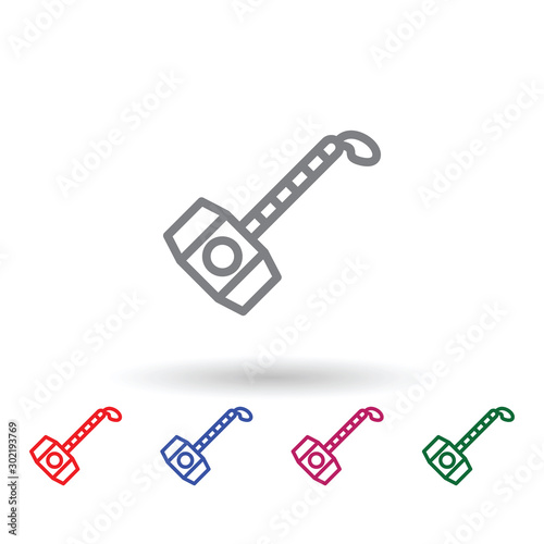 Mjolnir multi color icon. Simple thin line, outline vector of mythology icons for ui and ux, website or mobile application