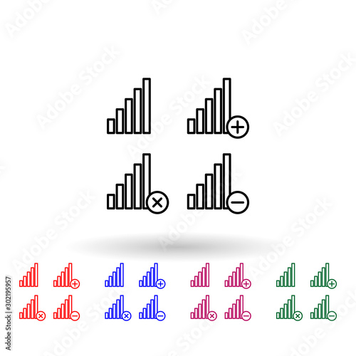 Set of signal multi color icon. Simple thin line  outline vector of phone icons for ui and ux  website or mobile application