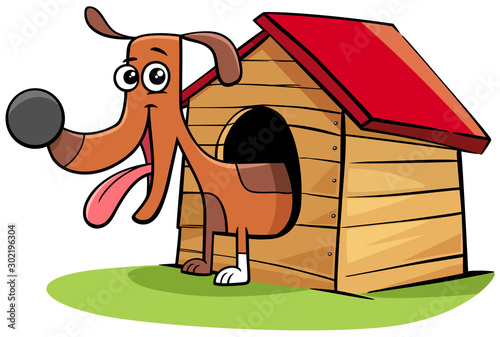 cartoon dog animal character in his doghouse