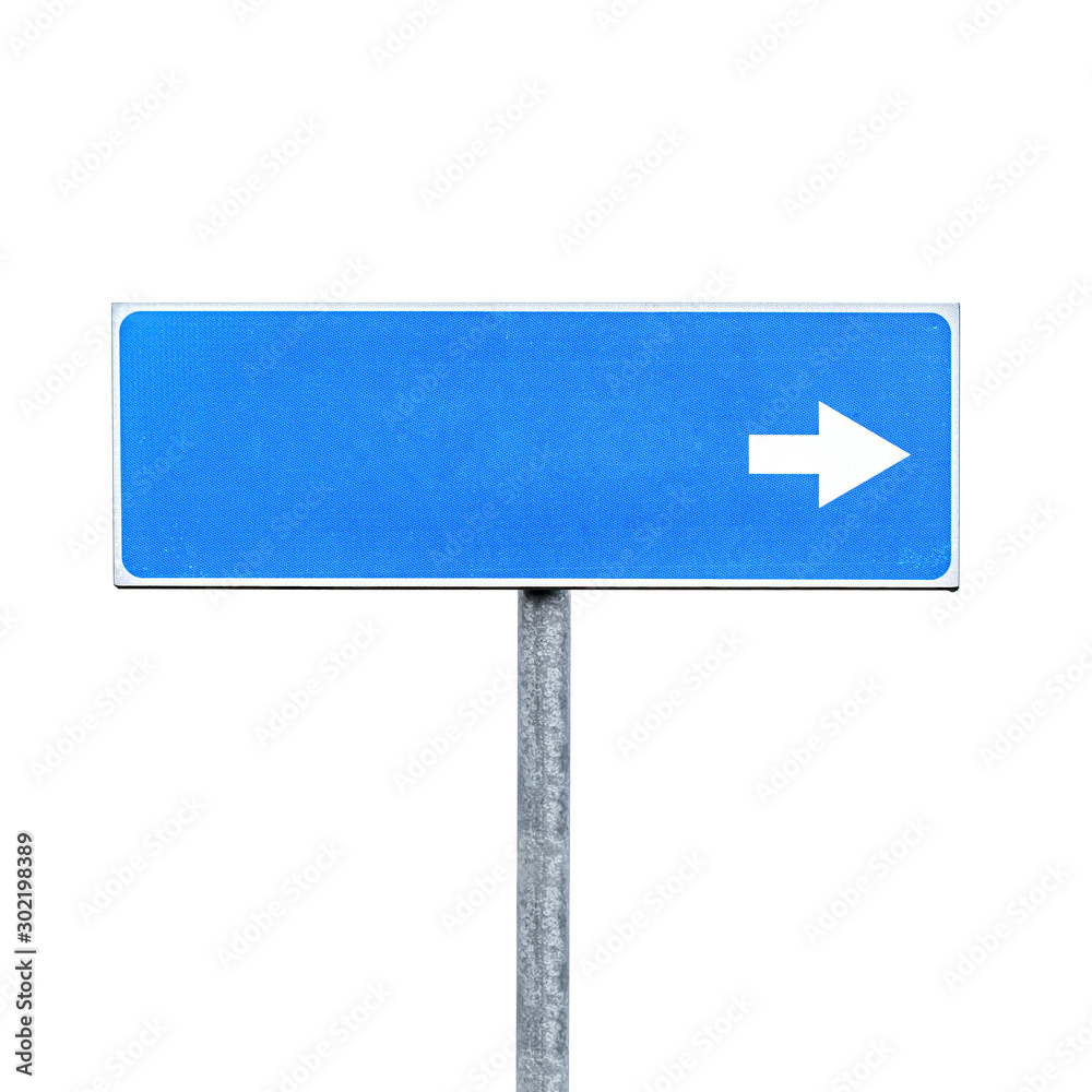 New blank blue road sign isolated - obrazy, fototapety, plakaty 