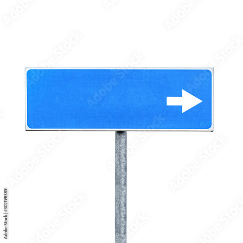 New blank blue road sign isolated