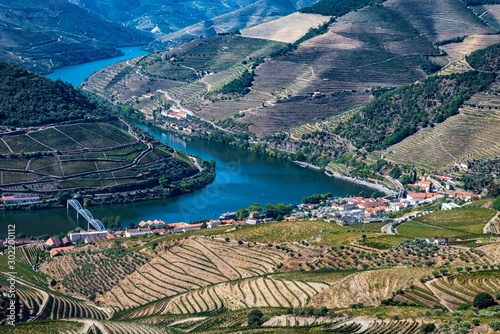 View of the vineyards and the Douro River at Pinhao, Portugal.