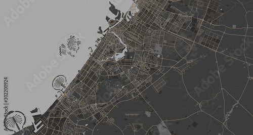 Detailed map of Dubai, UAE