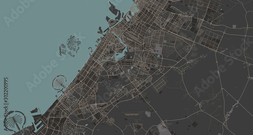Detailed map of Dubai, UAE