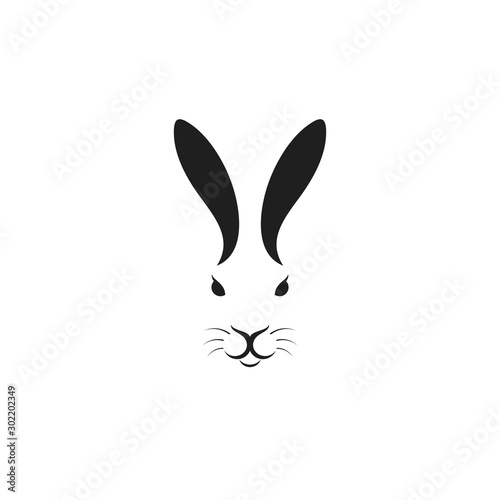 Hare head logo. Abstract animal sign. Isolated hare on white background
