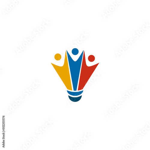 Badminton championship logo design with shuttlecock icon illustration template